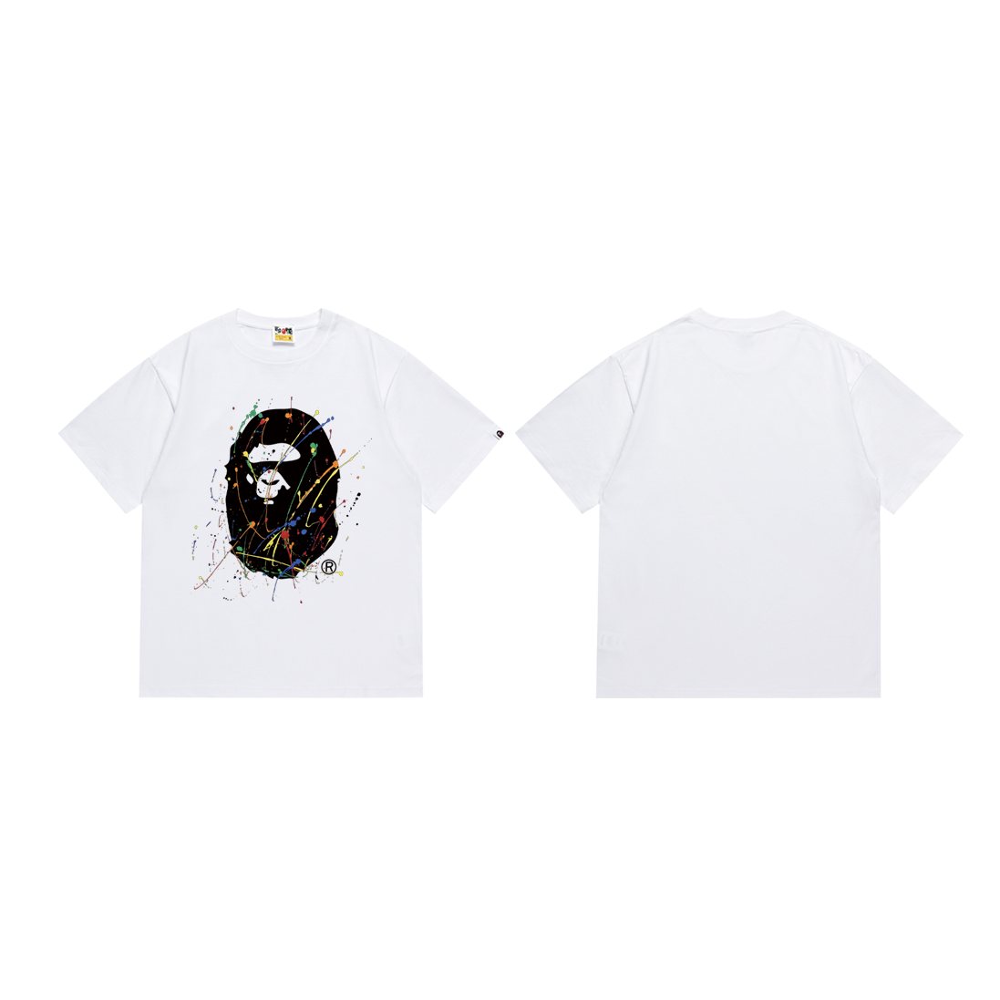BAPE Paint-Splatter Ape Face Graphic T-Shirt — front