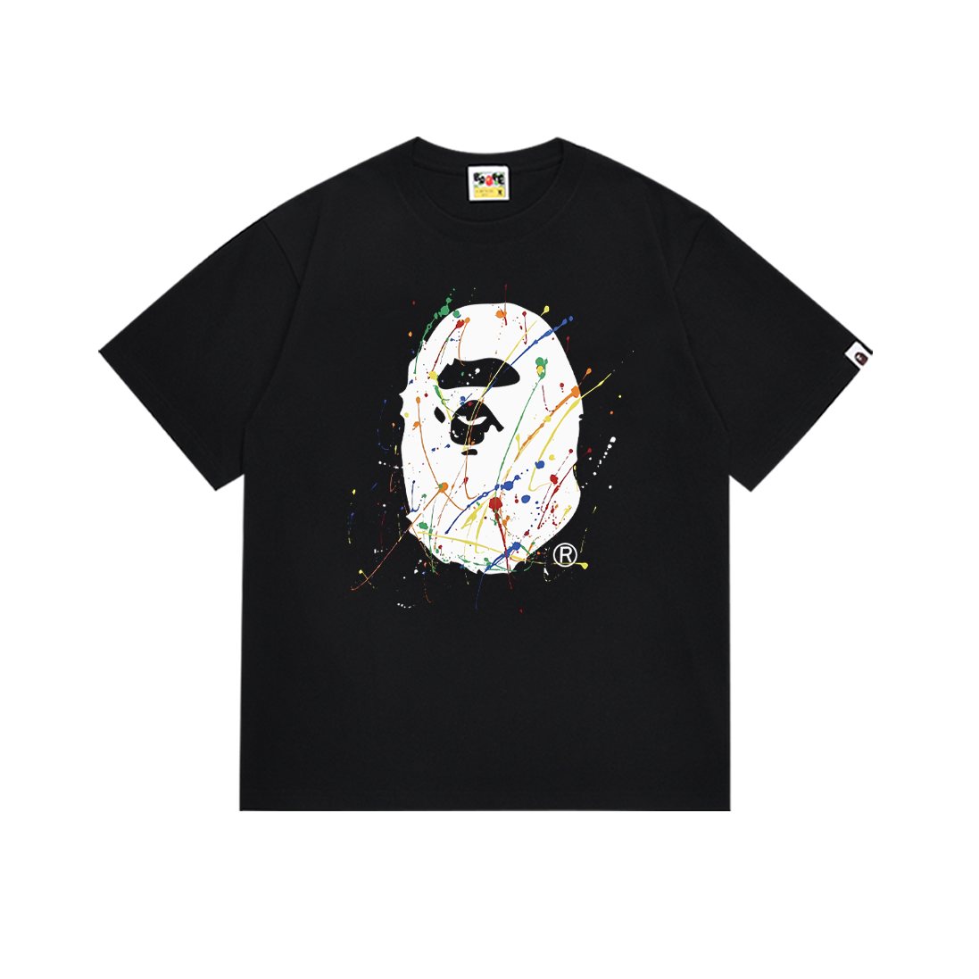 BAPE Paint-Splatter Ape Face Graphic T-Shirt — front