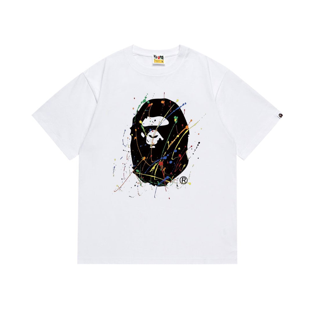 BAPE Paint-Splatter Ape Face Graphic T-Shirt — front
