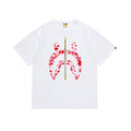 BAPE Shark Zip Graphic T-Shirt - Red/Pink Camo — front