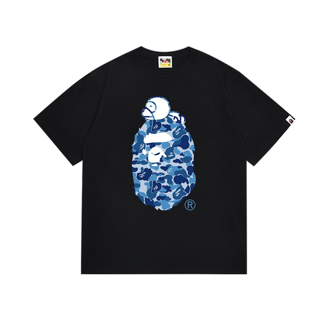 BAPE Blue Camo Ape Head Graphic T-Shirt — front