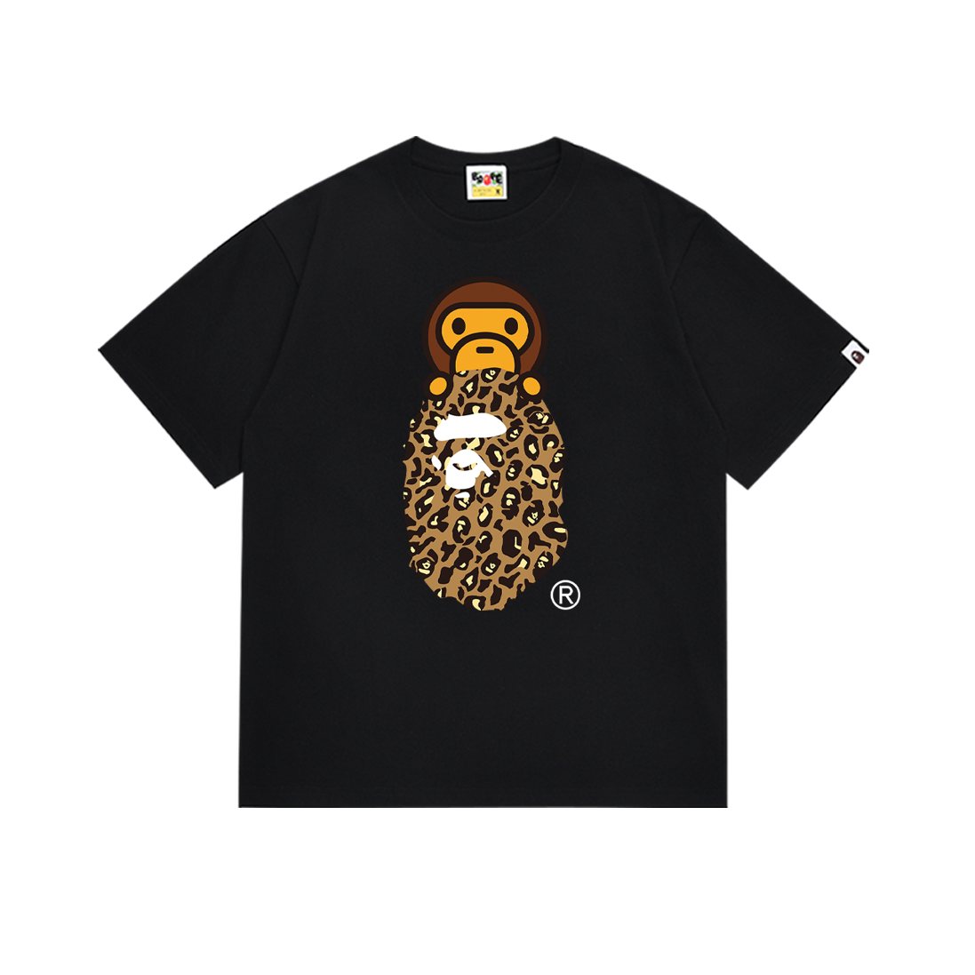 BAPE Tan Leopard Ape Graphic T-Shirt — front