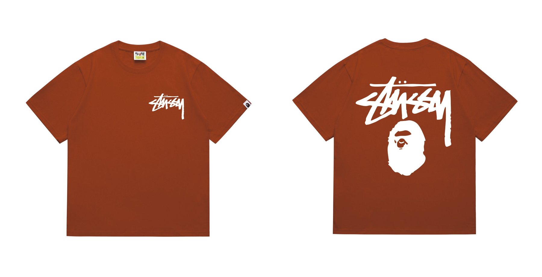 BAPE Stussy-Style Ape Graphic T-Shirt — front