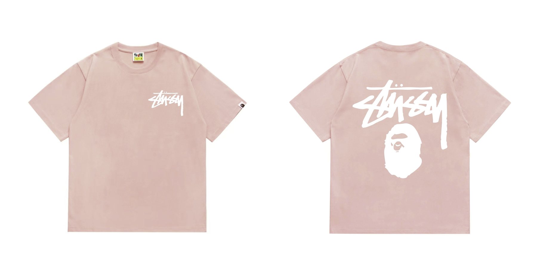 BAPE Stussy-Style Ape Graphic T-Shirt — front