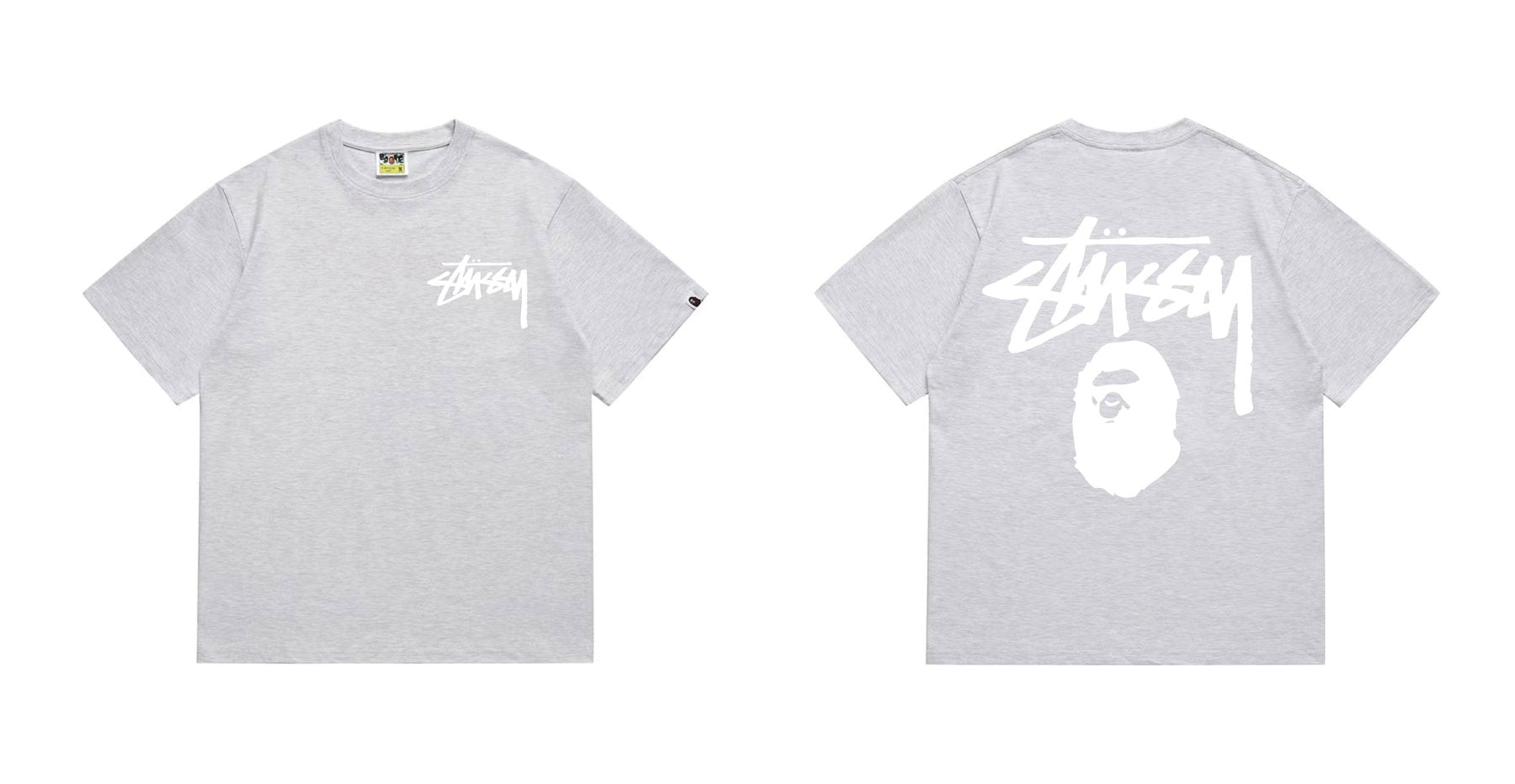 BAPE Stussy-Style Ape Graphic T-Shirt — front