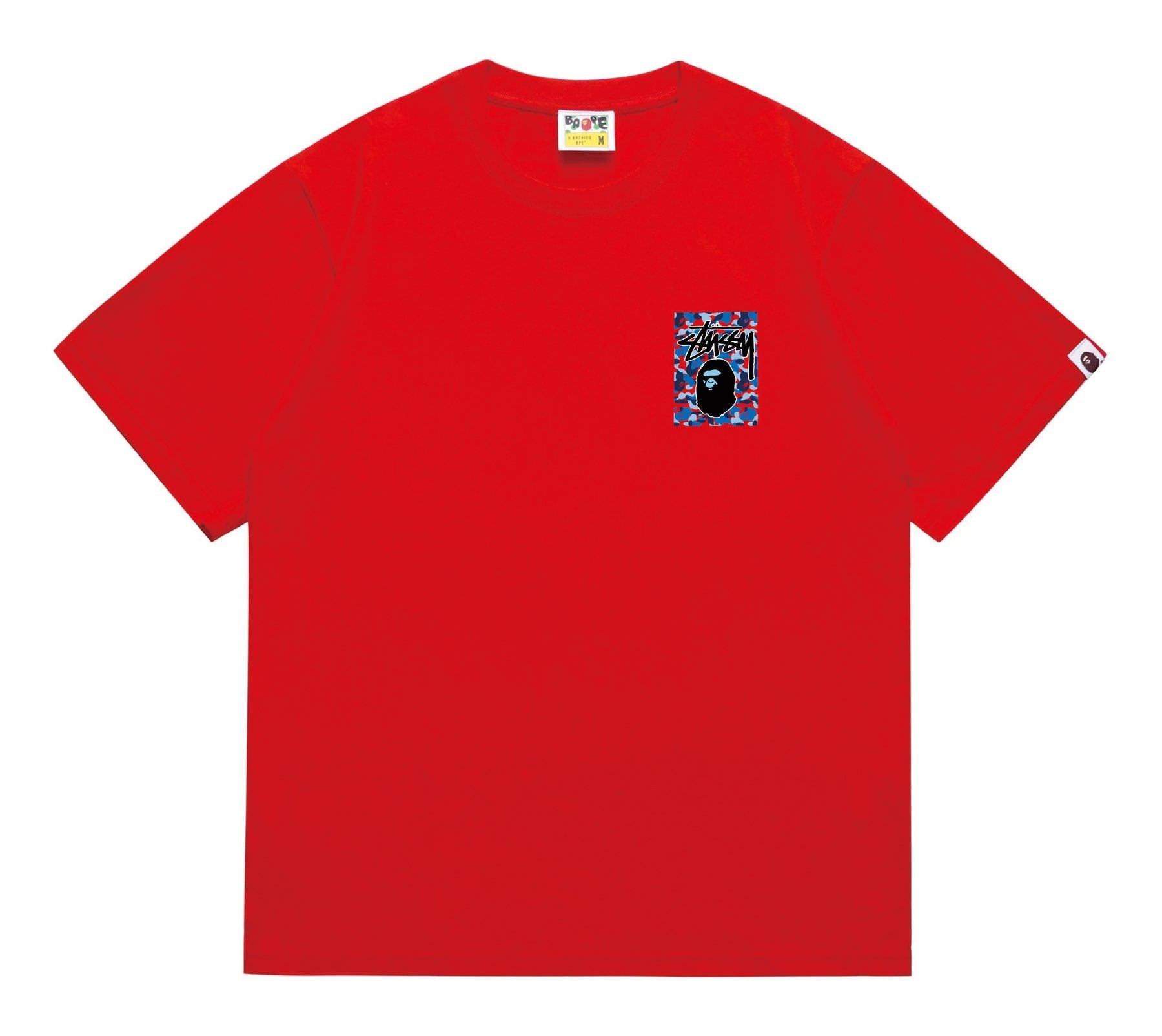 BAPE Blue Camo Black Ape Graphic T-Shirt — front
