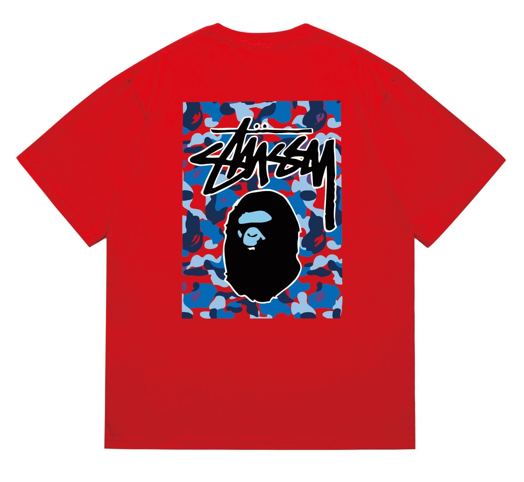 BAPE Blue Camo Black Ape Graphic T-Shirt — back