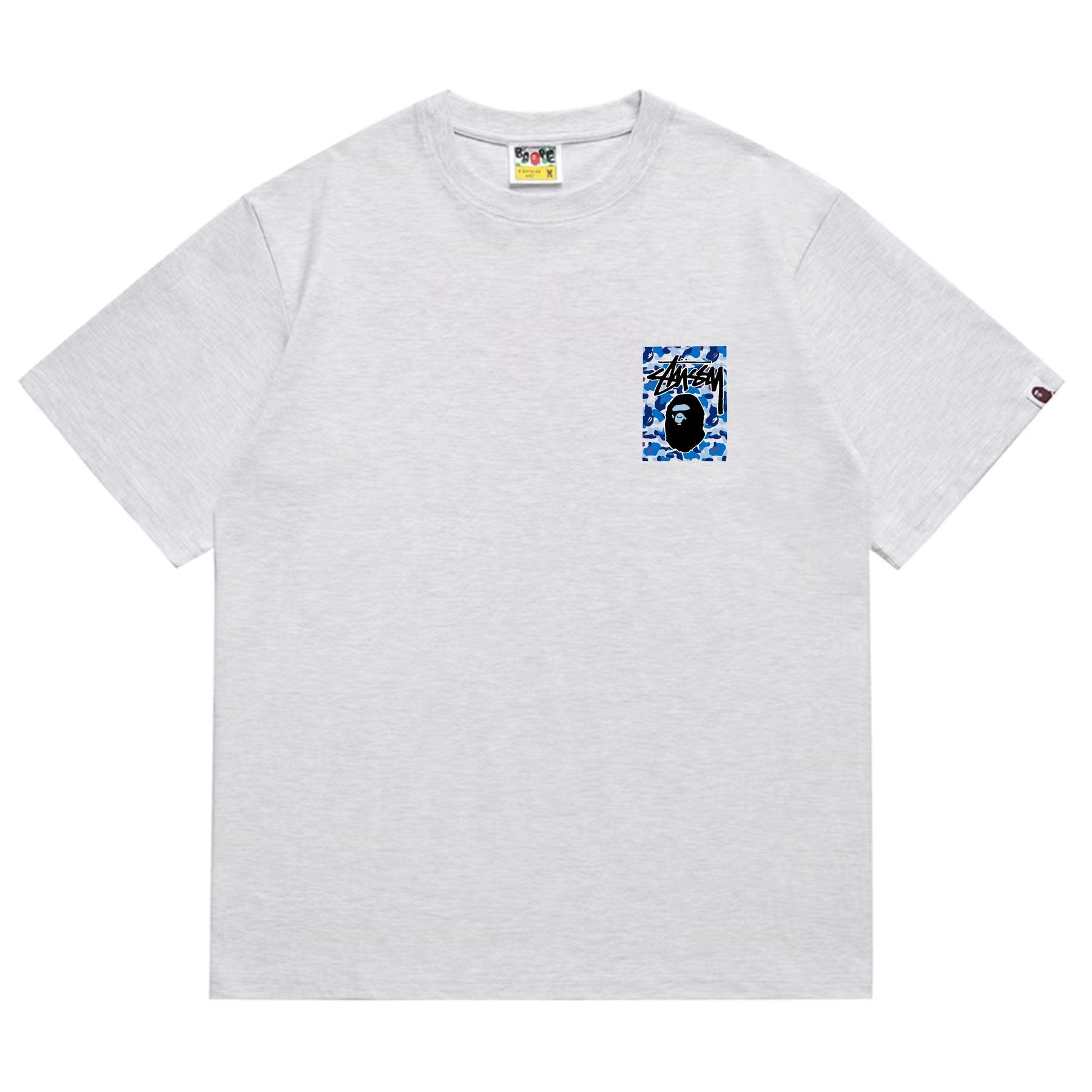 BAPE Blue Camo Black Ape Graphic T-Shirt — front