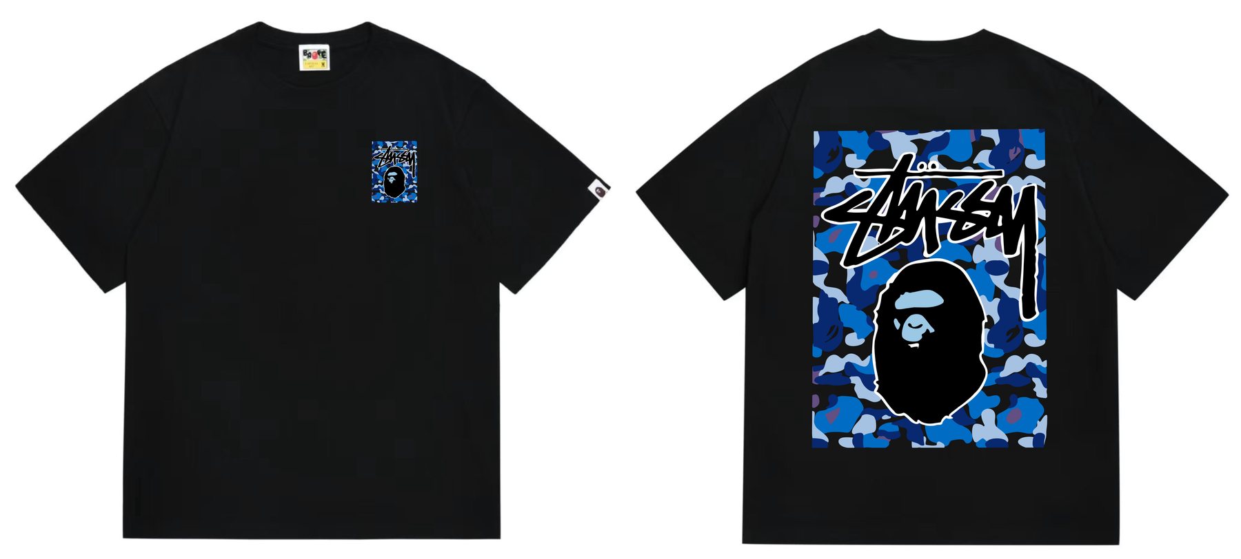 BAPE Blue Camo Black Ape Graphic T-Shirt — comparison