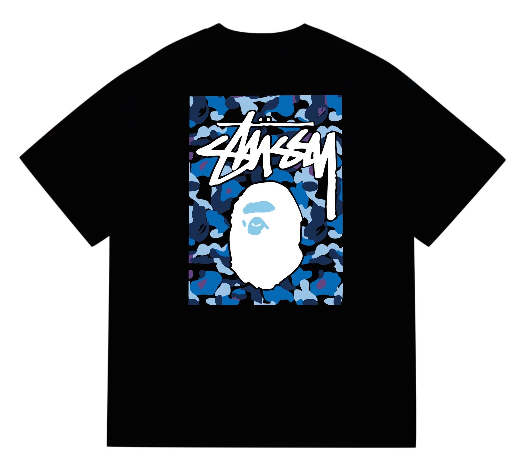 BAPE Blue Camo Ape Graphic T-Shirt — back