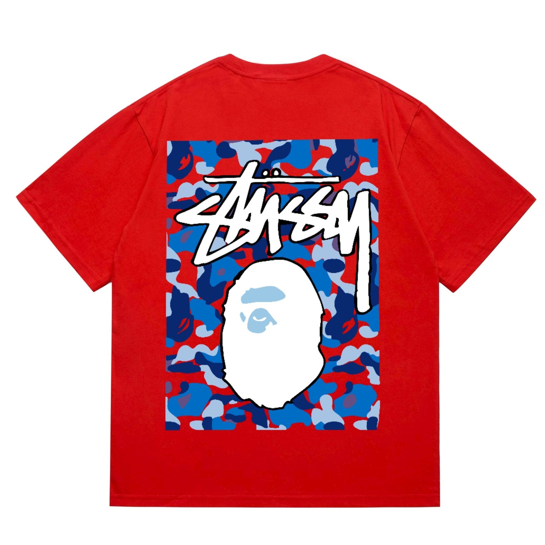 BAPE Blue Camo Ape Graphic T-Shirt — back