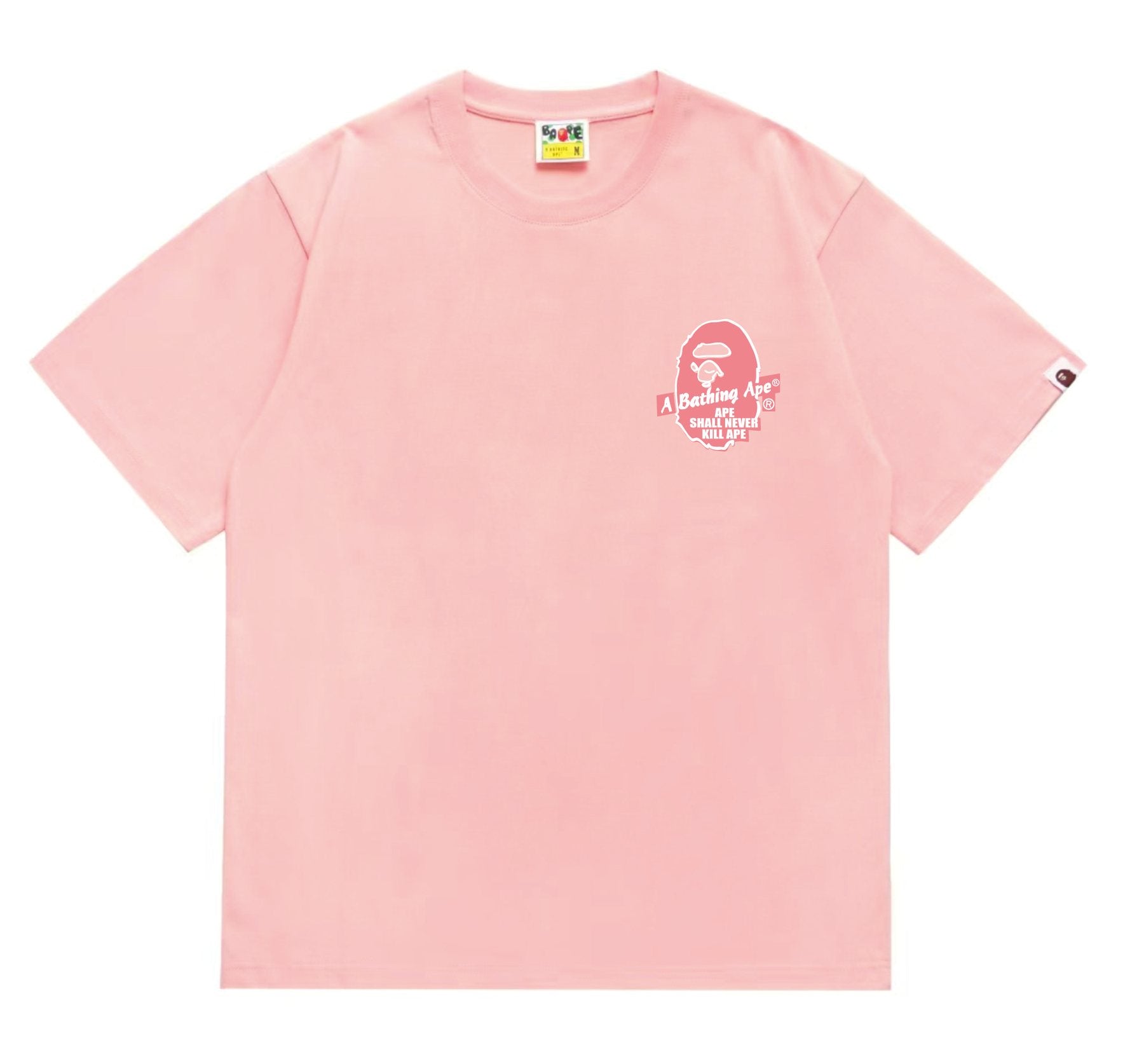 BAPE Pink Accent Ape Circle Graphic T-Shirt — front