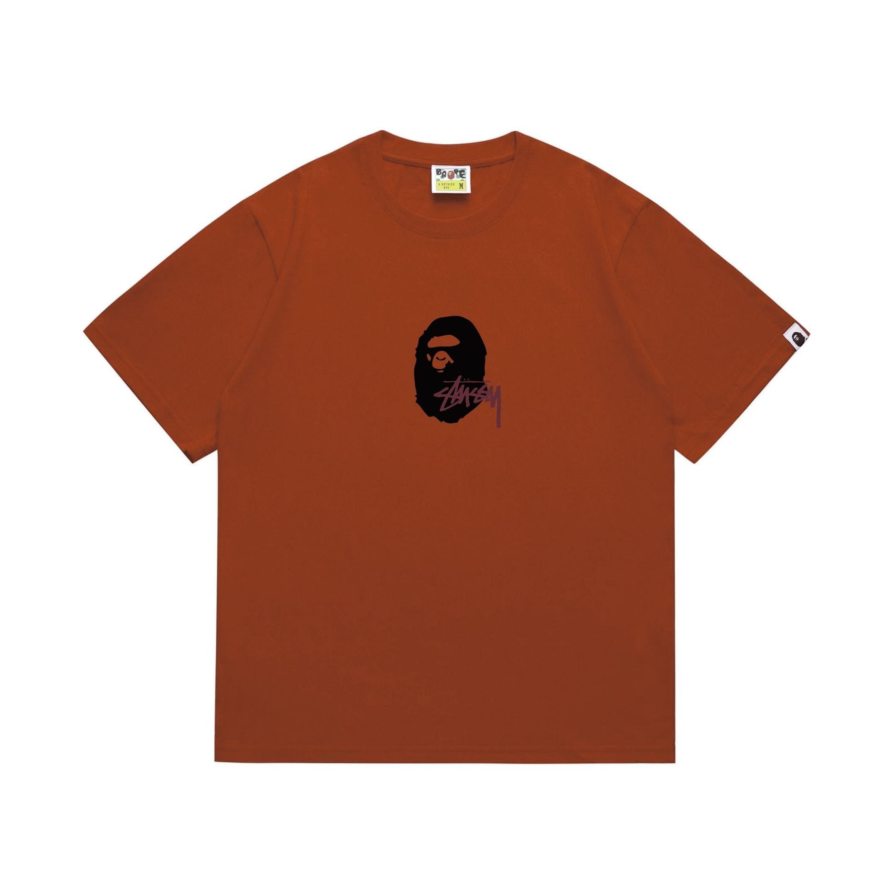 BAPE Burgundy Ape Wordmark Graphic T-Shirt — front