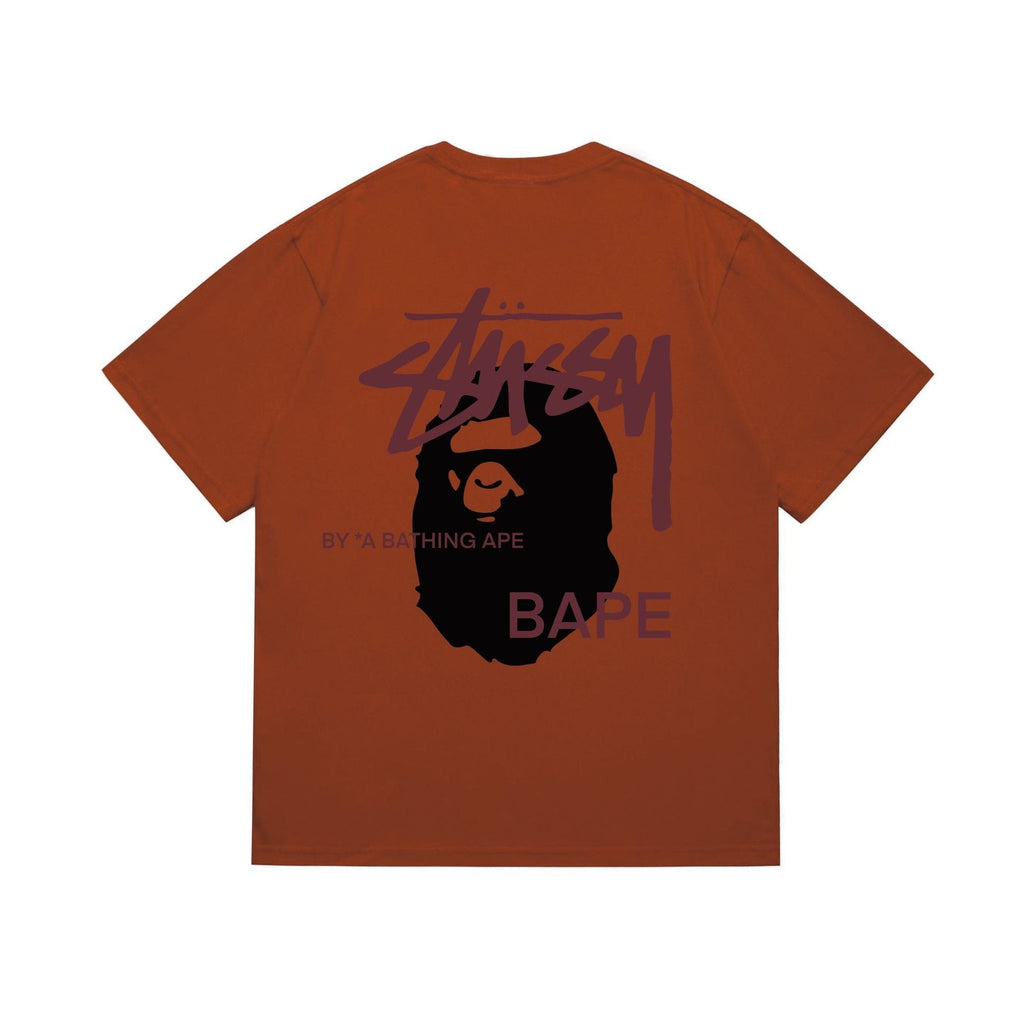 BAPE Burgundy Ape Wordmark Graphic T-Shirt — back