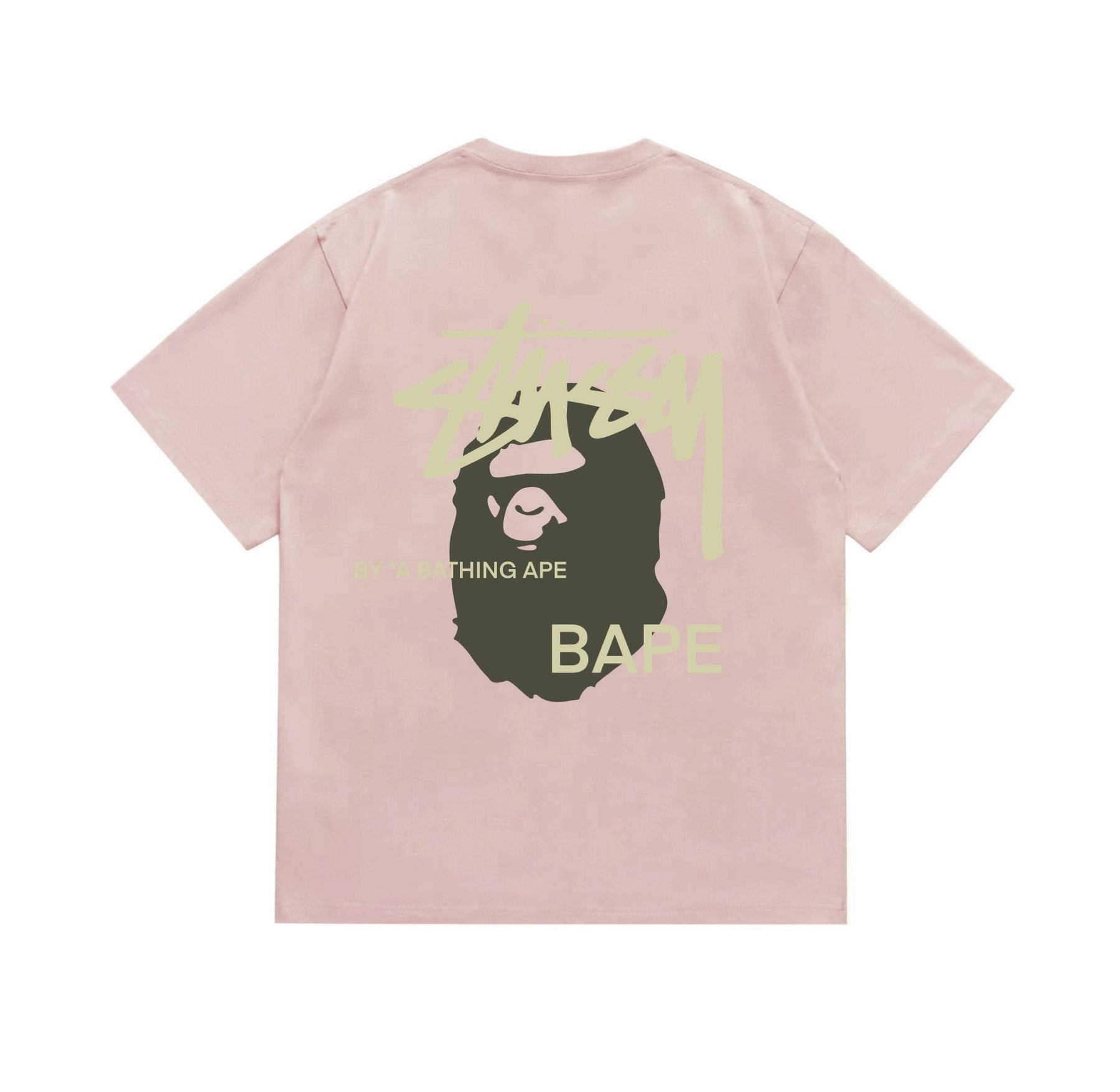 BAPE Olive & Gold Ape Wordmark Graphic T-Shirt — back