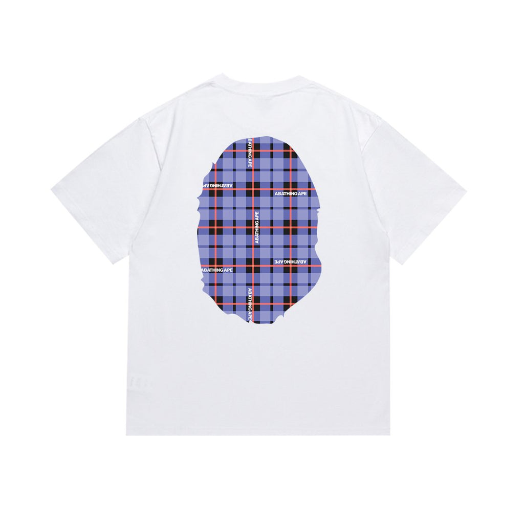 BAPE Purple Plaid Ape Head Graphic T-Shirt — back