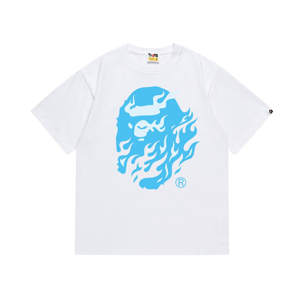 BAPE Blue Ape Flame Graphic T-Shirt — front