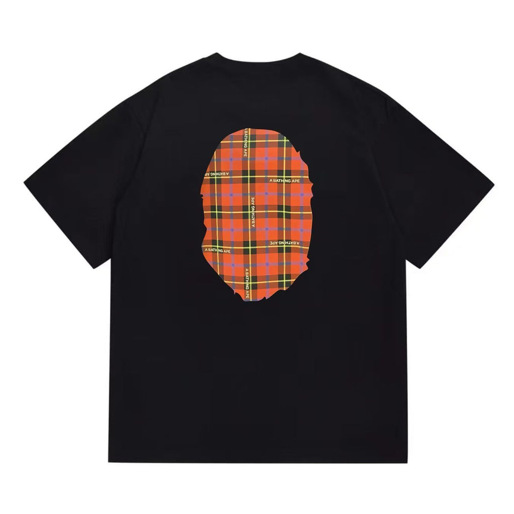 BAPE Plaid Ape-Head Graphic T-Shirt — back