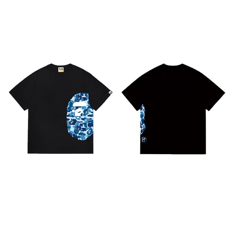 BAPE Blue Camo Ape-Head Graphic T-Shirt — front