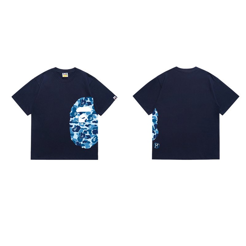 BAPE Blue Camo Ape-Head Graphic T-Shirt — front