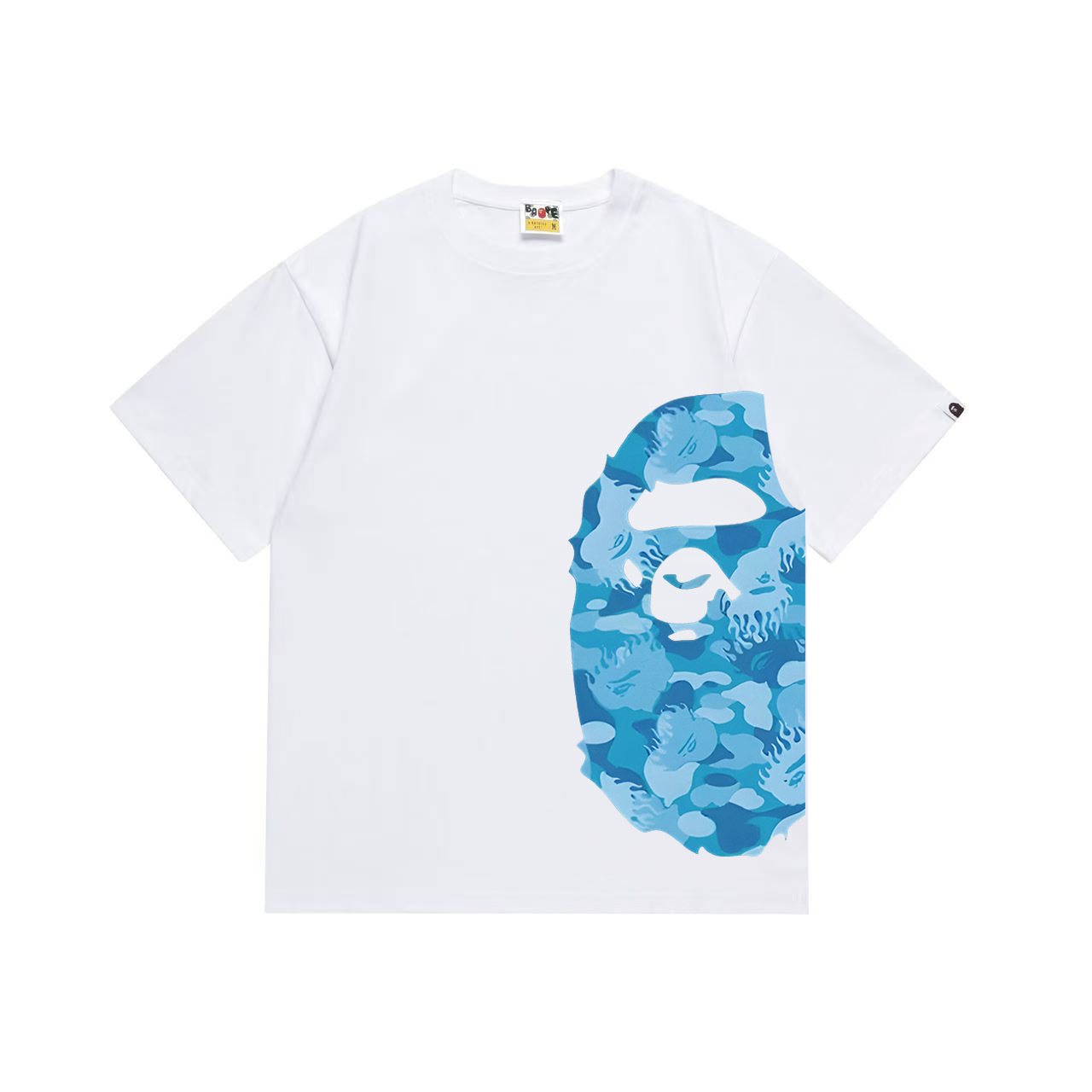 BAPE Blue Camo Ape-Head Side Graphic T-Shirt — front