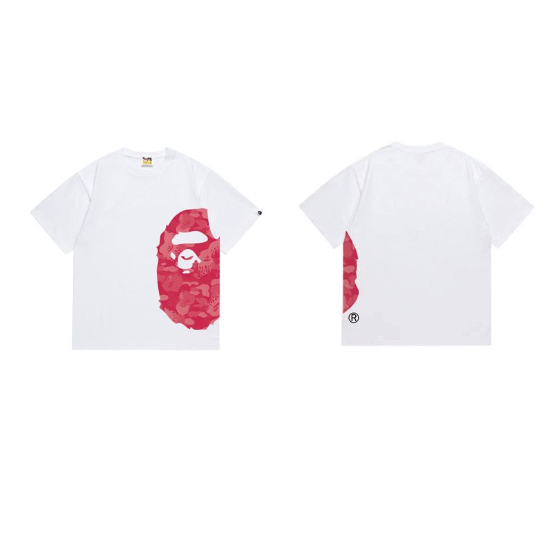 BAPE Pink Ape Face Side Graphic T-Shirt — front