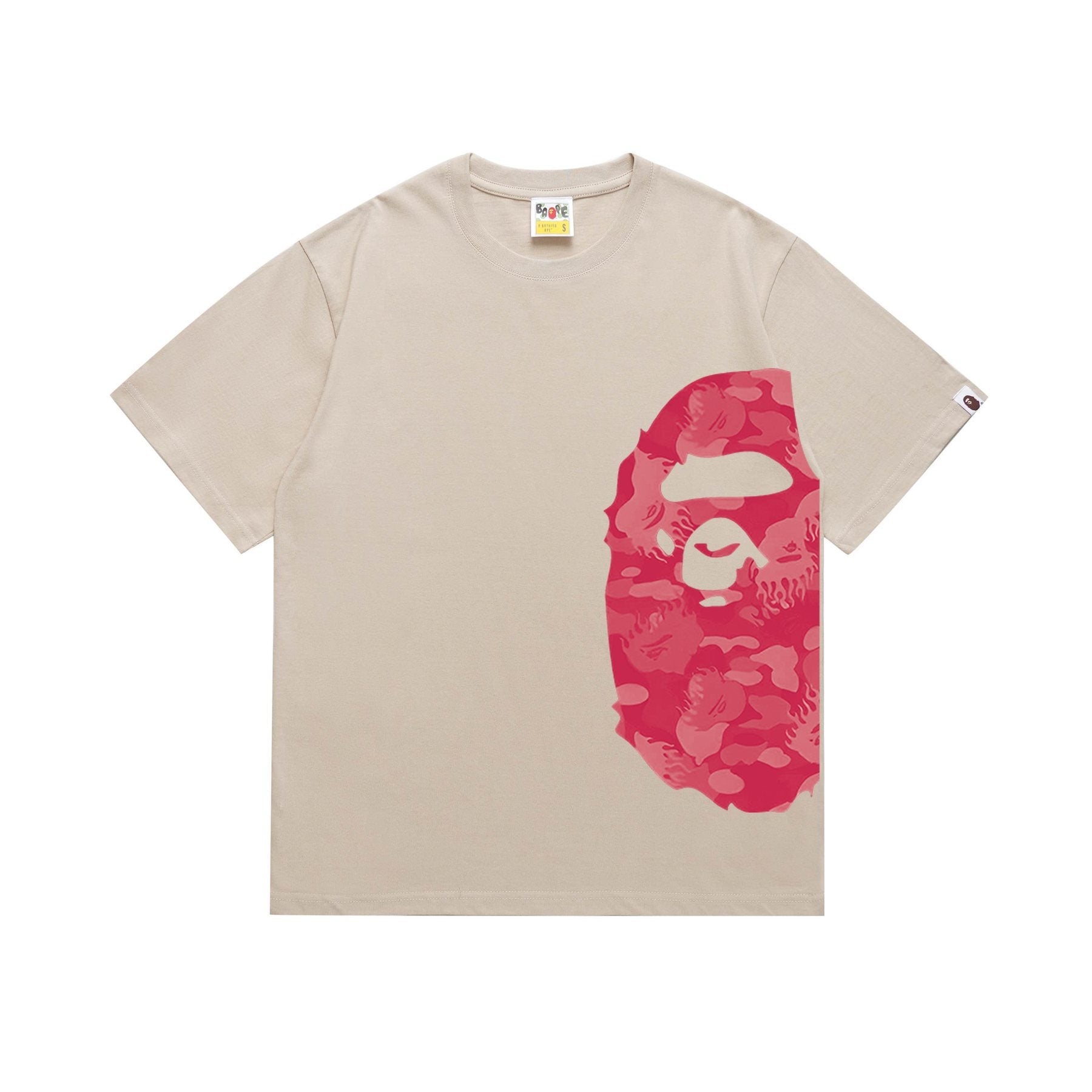 BAPE Pink Ape Face Side Graphic T-Shirt — front