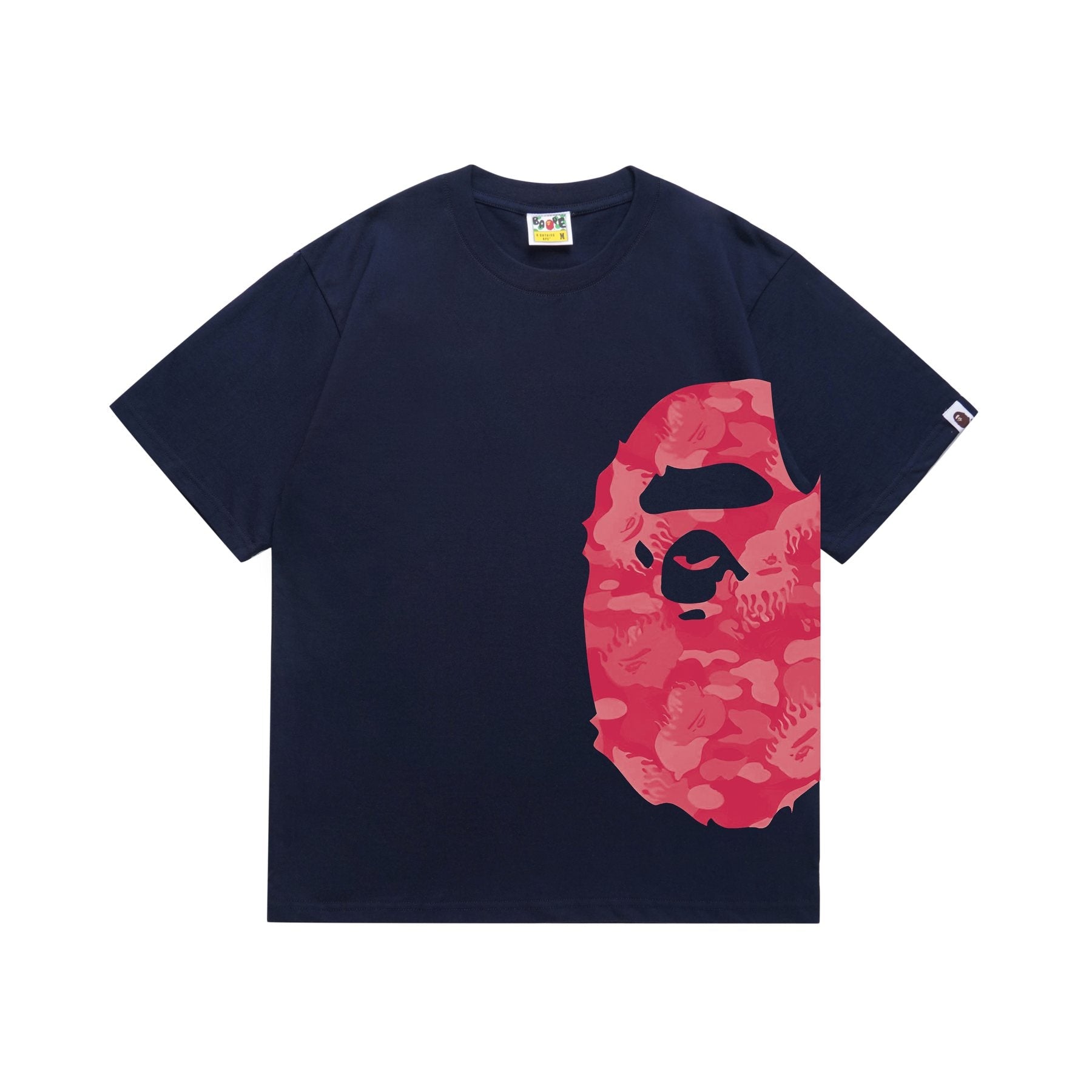 BAPE Pink Ape Face Side Graphic T-Shirt — front
