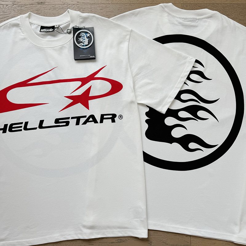 Hellstar White Flame Graphic Short-Sleeve T-Shirt — comparison
