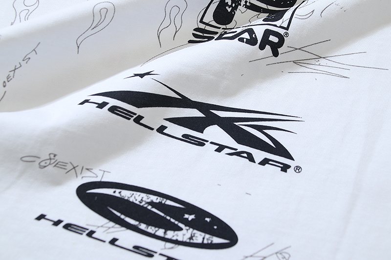 Hellstar White Logo Graphic Short-Sleeve T-Shirt — detail