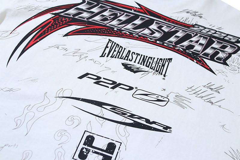 Hellstar White Logo Graphic Short-Sleeve T-Shirt — detail