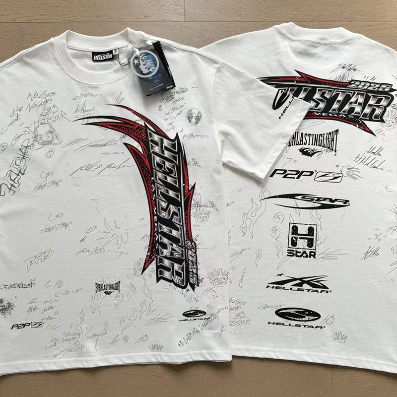 Hellstar White Logo Graphic Short-Sleeve T-Shirt — context