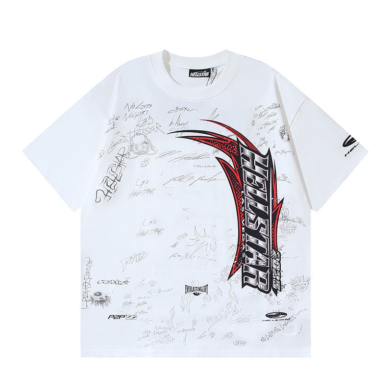 Hellstar White Logo Graphic Short-Sleeve T-Shirt — front