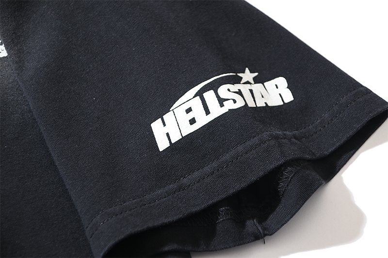 Hellstar Pink-and-White Distressed Graphic T-Shirt — detail