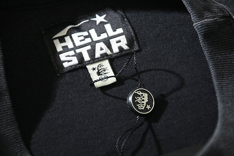 Hellstar Skull Face Lightning Graphic T-Shirt — neck_label