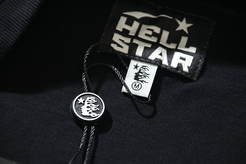 Hellstar Helmet and Cracked Lightning Graphic T-Shirt — neck_label