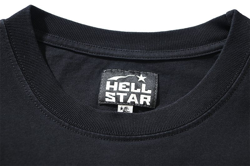 Hellstar Helmet and Cracked Lightning Graphic T-Shirt — neck_label