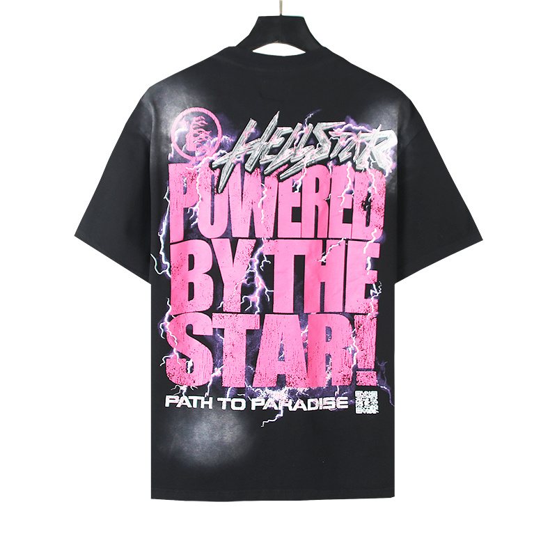 Hellstar Helmet and Cracked Lightning Graphic T-Shirt — back