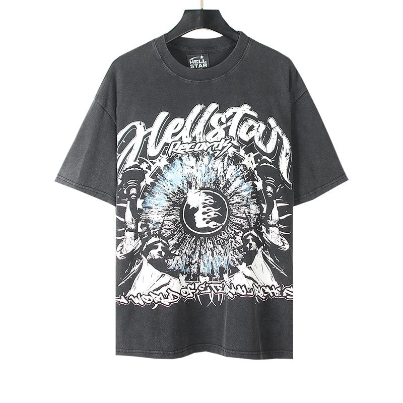 Hellstar The World Is Yours Washed Black Graphic T-Shirt — front