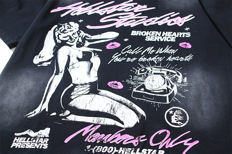 Hellstar Black Front and Back Graphic T-Shirt — detail