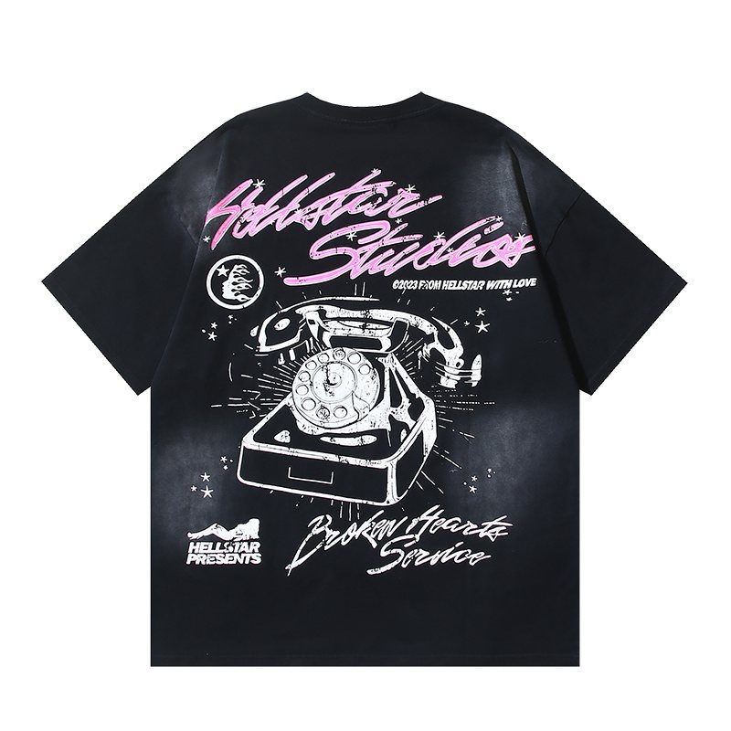 Hellstar Black Front and Back Graphic T-Shirt — back