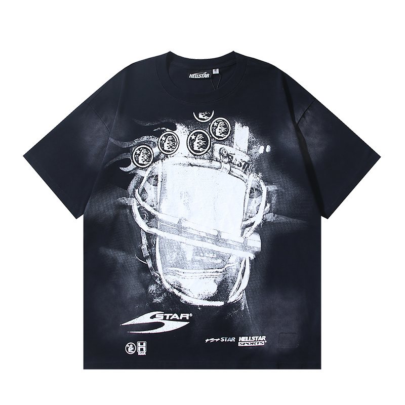 Hellstar Distressed Helmet Motorcycle Graphic T-Shirt — hero