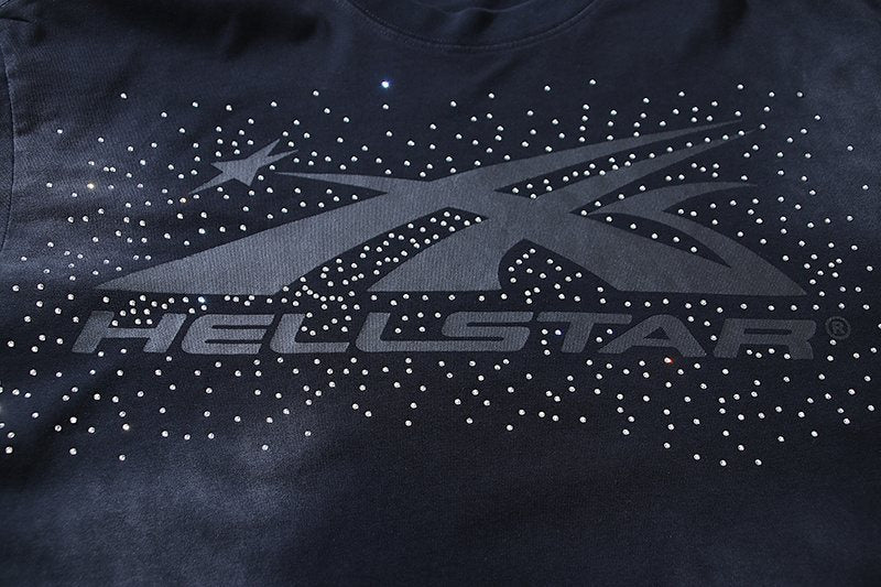 Hellstar Rhinestone Flame Star Graphic T-Shirt — detail