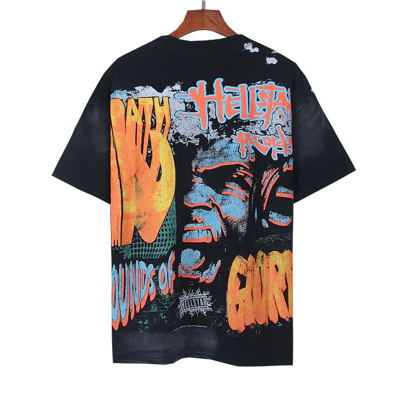 Hellstar Washed Black Rhinestone Graphic T-Shirt — back
