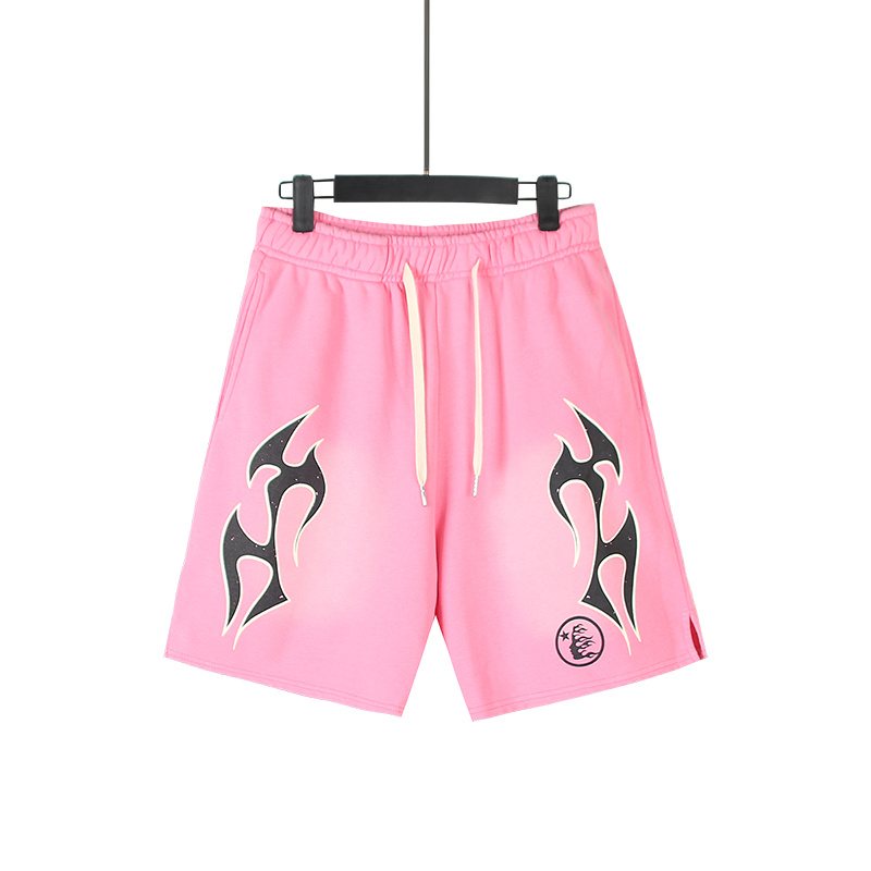 Hellstar Washed Flame Graphic Shorts — front