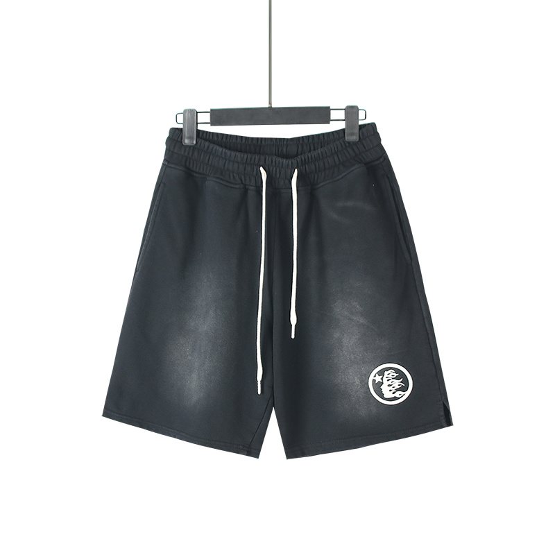 Hellstar Washed Logo Graphic Sweat Shorts - Black — front