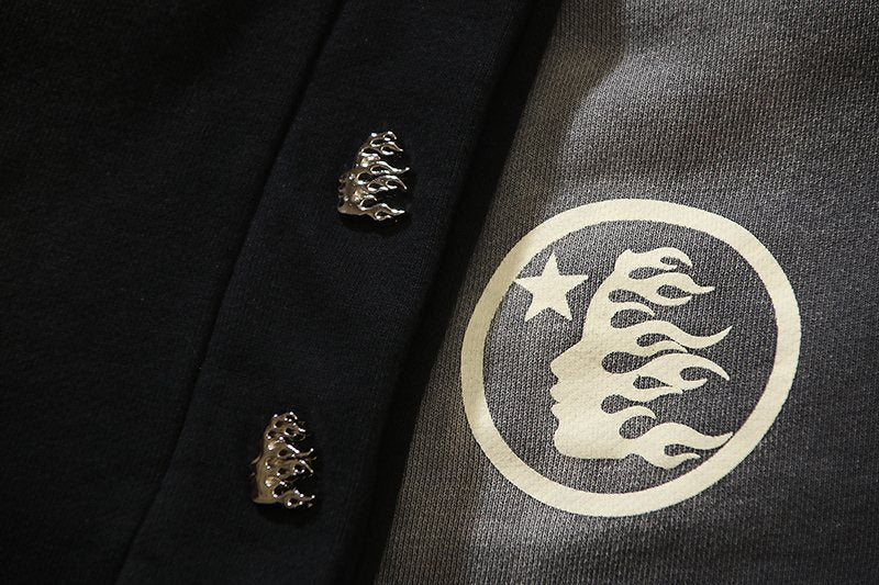 Hellstar Washed Flame Graphic Shorts — fabric_closeup