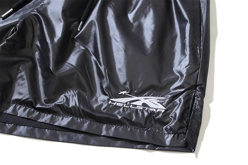 Hellstar Black Embroidered Graphic Shorts — detail