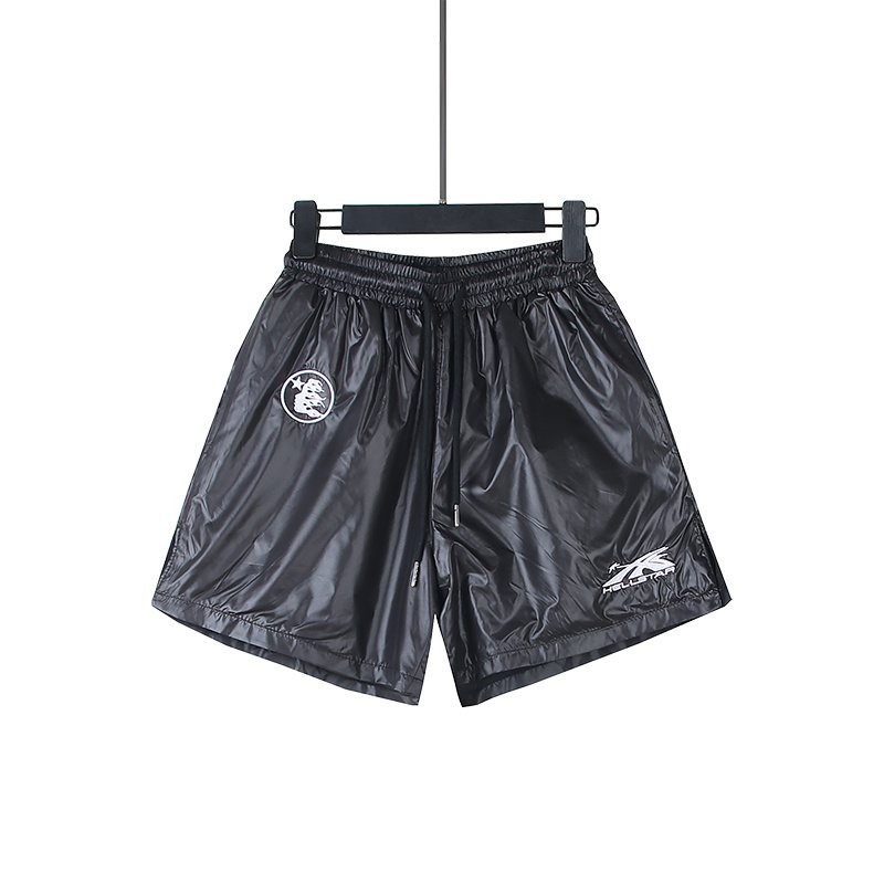 Hellstar Black Embroidered Graphic Shorts — front