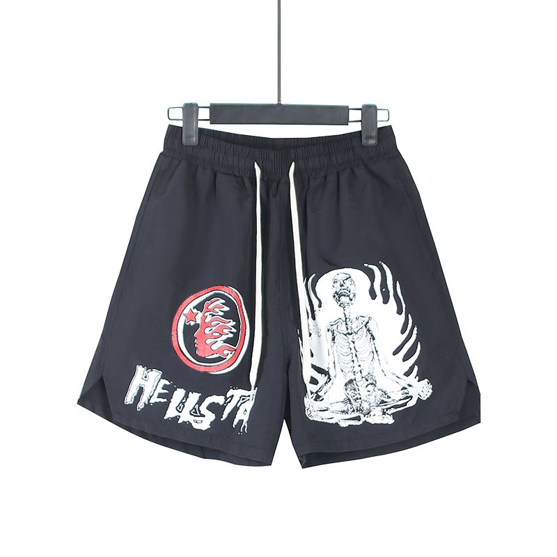 Hellstar Skeleton Flame Graphic Shorts — front